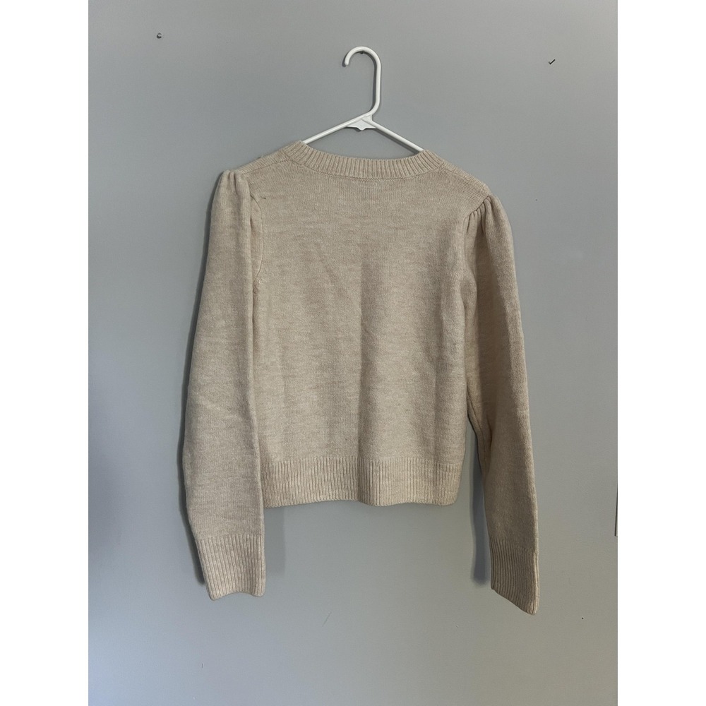 Laundry By Shelli Segal Sweater WomenS S Beige Marshmallow Floral Knit Crop NWT - Picture 2 of 11